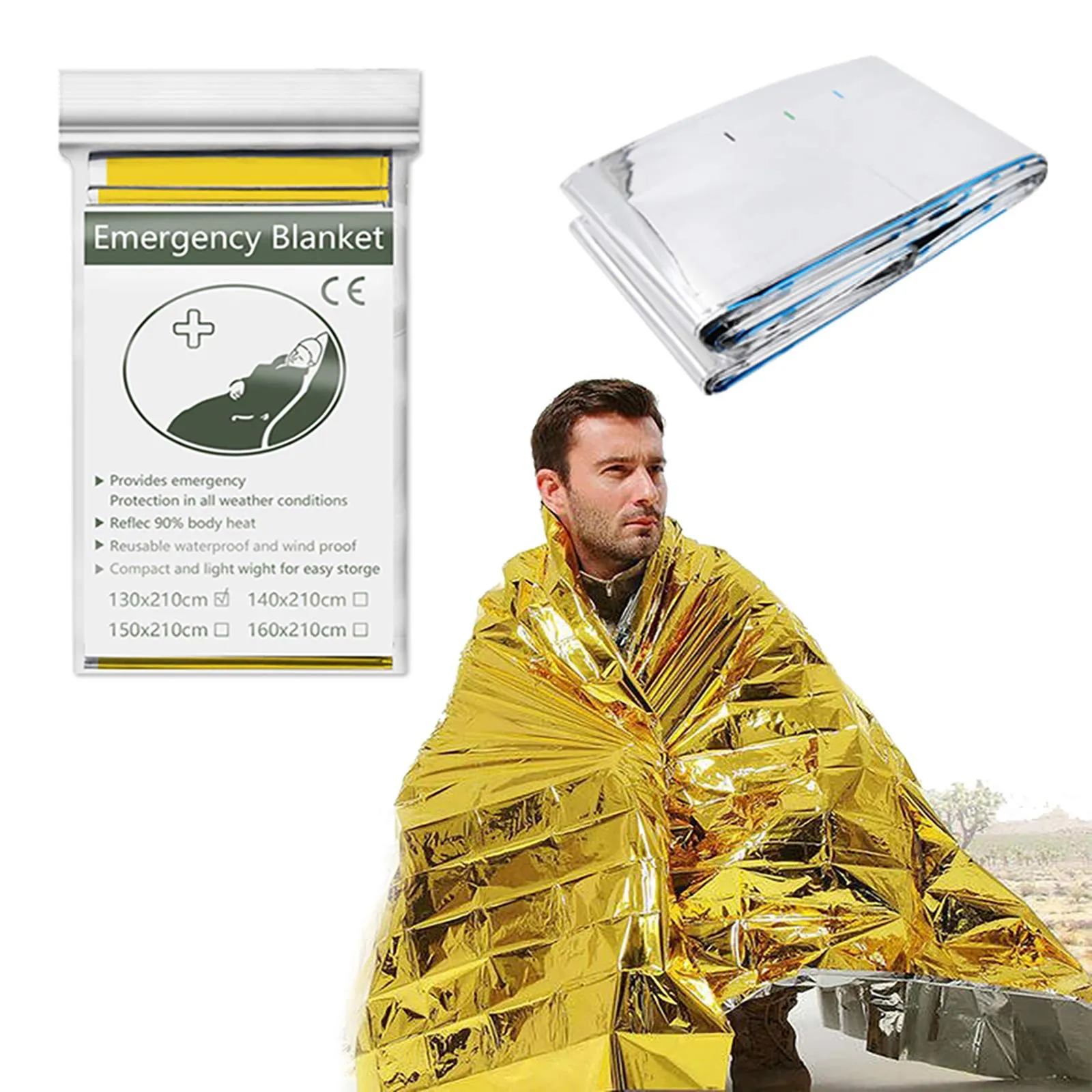 10 x Thermal Emergency Road Protection Blanket Windproof Cold Resistant