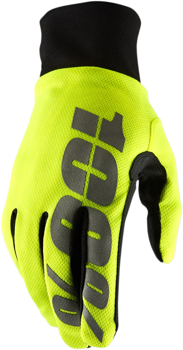 100% Hydromatic Waterproof Gloves - Fluo Yellow - Large 10017-00007