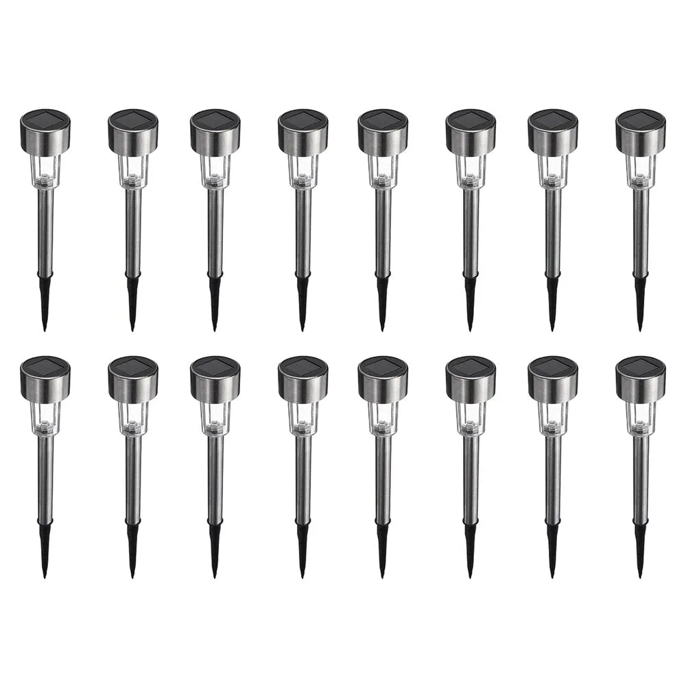 16pcs LED Solar Stainless Steel Lawn Lamps Garden Outdoor Landscape Path Light