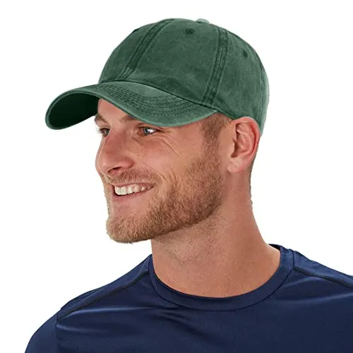 2 Pack Baseball Caps Golf Dad Hats,Ajustable Vintage Washed Cotton Ball Cap for Men Women(Army Green Black)