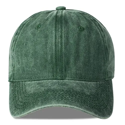 2 Pack Baseball Caps Golf Dad Hats,Ajustable Vintage Washed Cotton Ball Cap for Men Women(Army Green Black)
