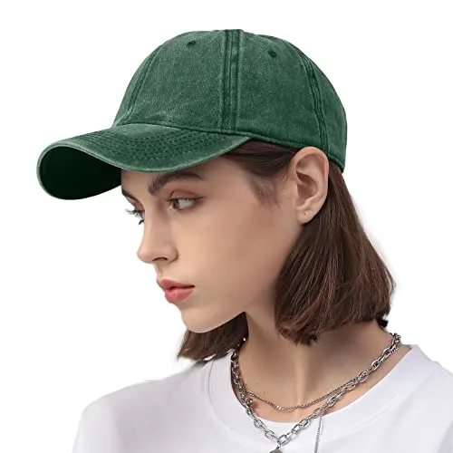 2 Pack Baseball Caps Golf Dad Hats,Ajustable Vintage Washed Cotton Ball Cap for Men Women(Army Green Black)