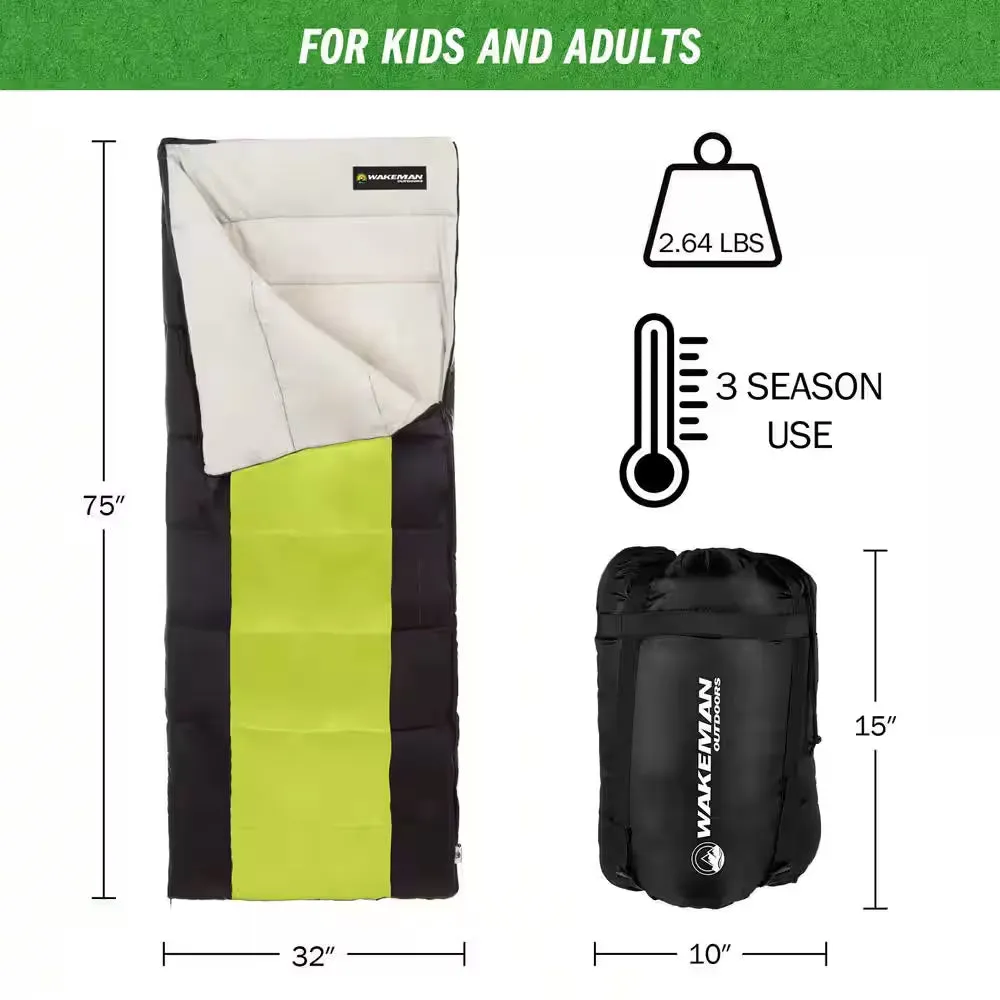 2-Season Otter Tail Sleeping Bag with Carrying Bag in Neon Green