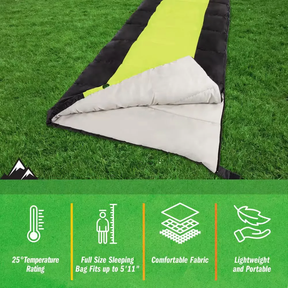 2-Season Otter Tail Sleeping Bag with Carrying Bag in Neon Green