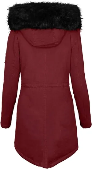 2024 Fashion Thick Hooded Puffer Coat for Womens Long Sleeve Single Breasted Outwear Comfy Slim Overcoat with Pocket