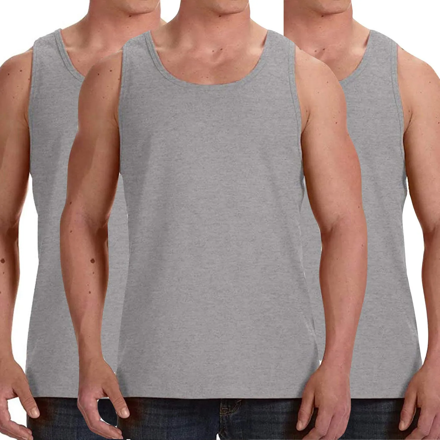 3-Pack: ToBeInStyle Men's Premium Cotton Muscle Tank Tops