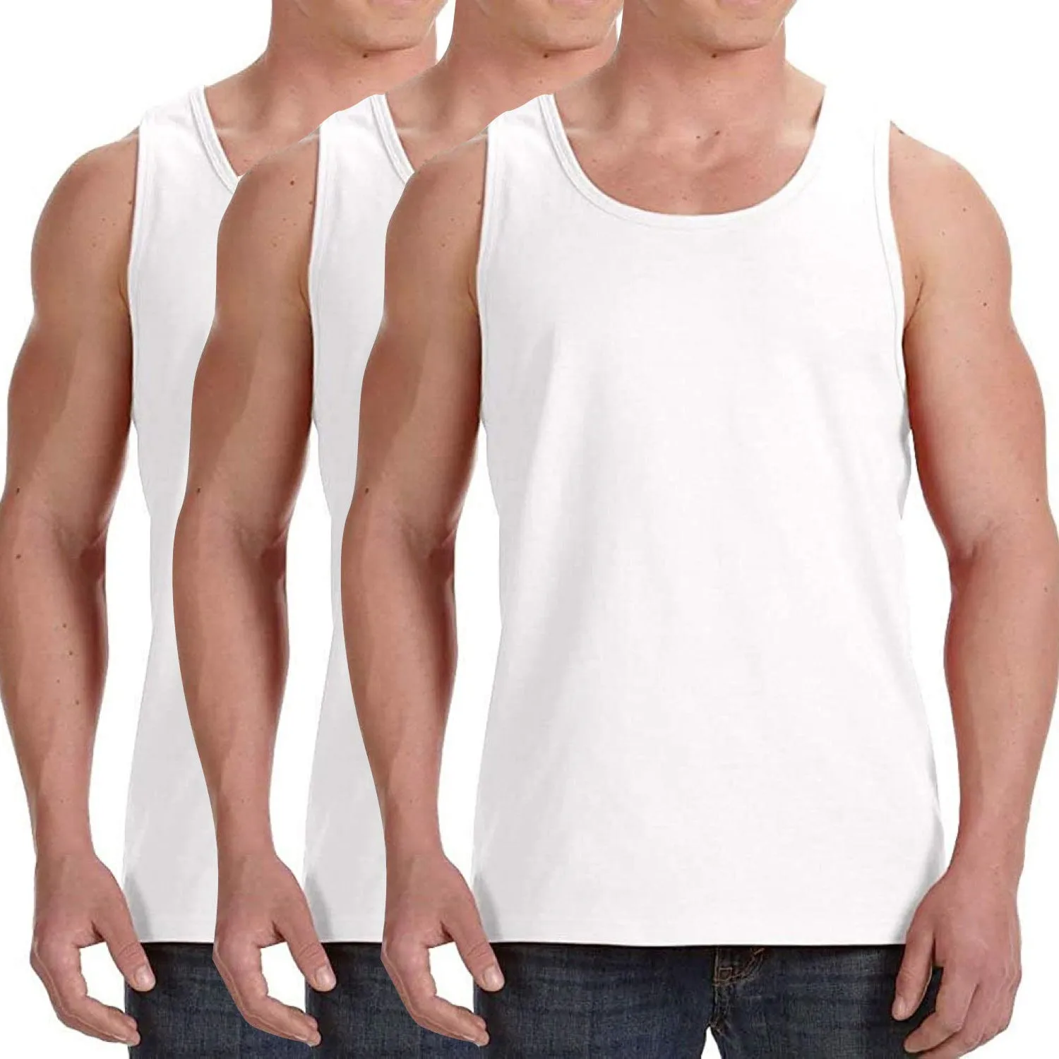3-Pack: ToBeInStyle Men's Premium Cotton Muscle Tank Tops