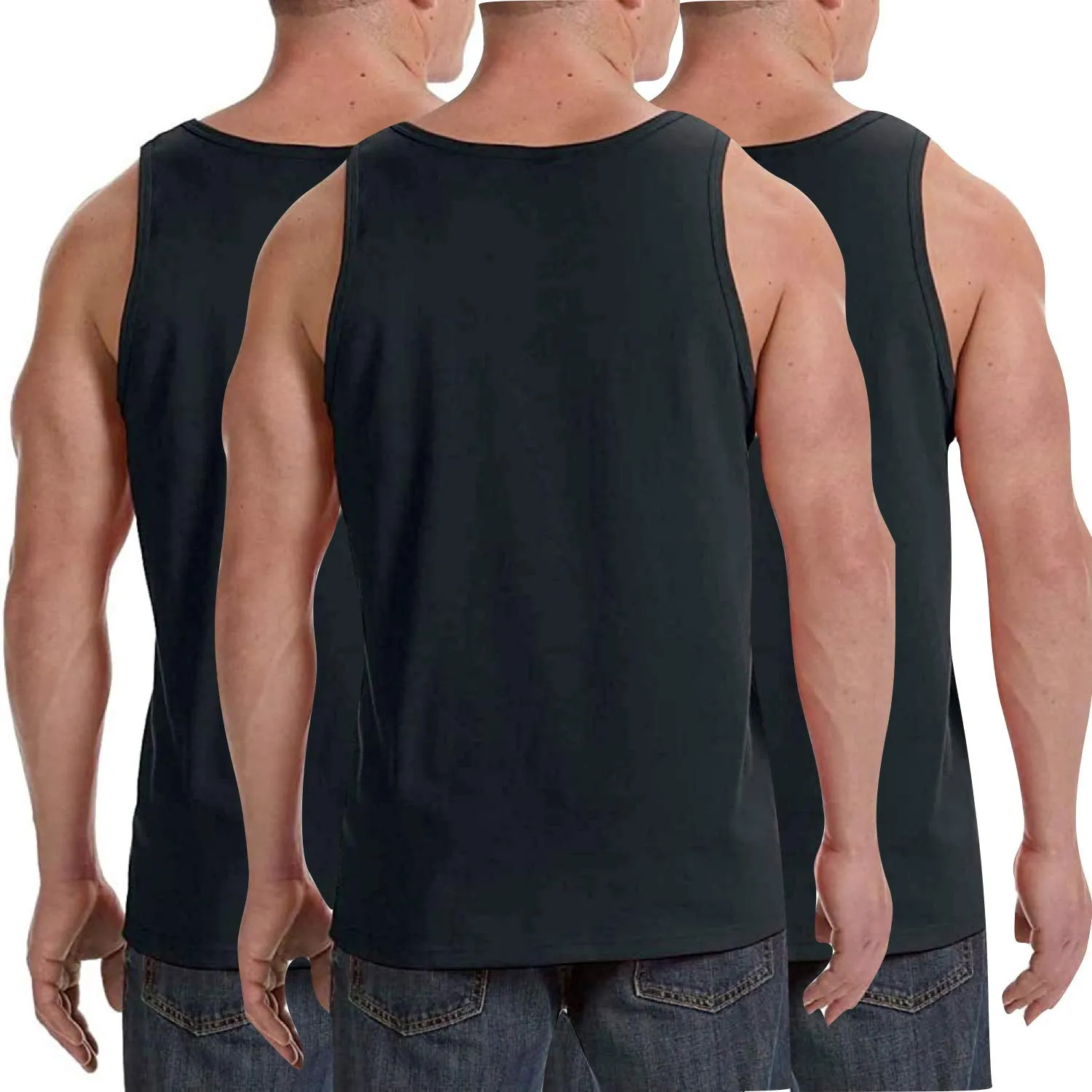 3-Pack: ToBeInStyle Men's Premium Cotton Muscle Tank Tops