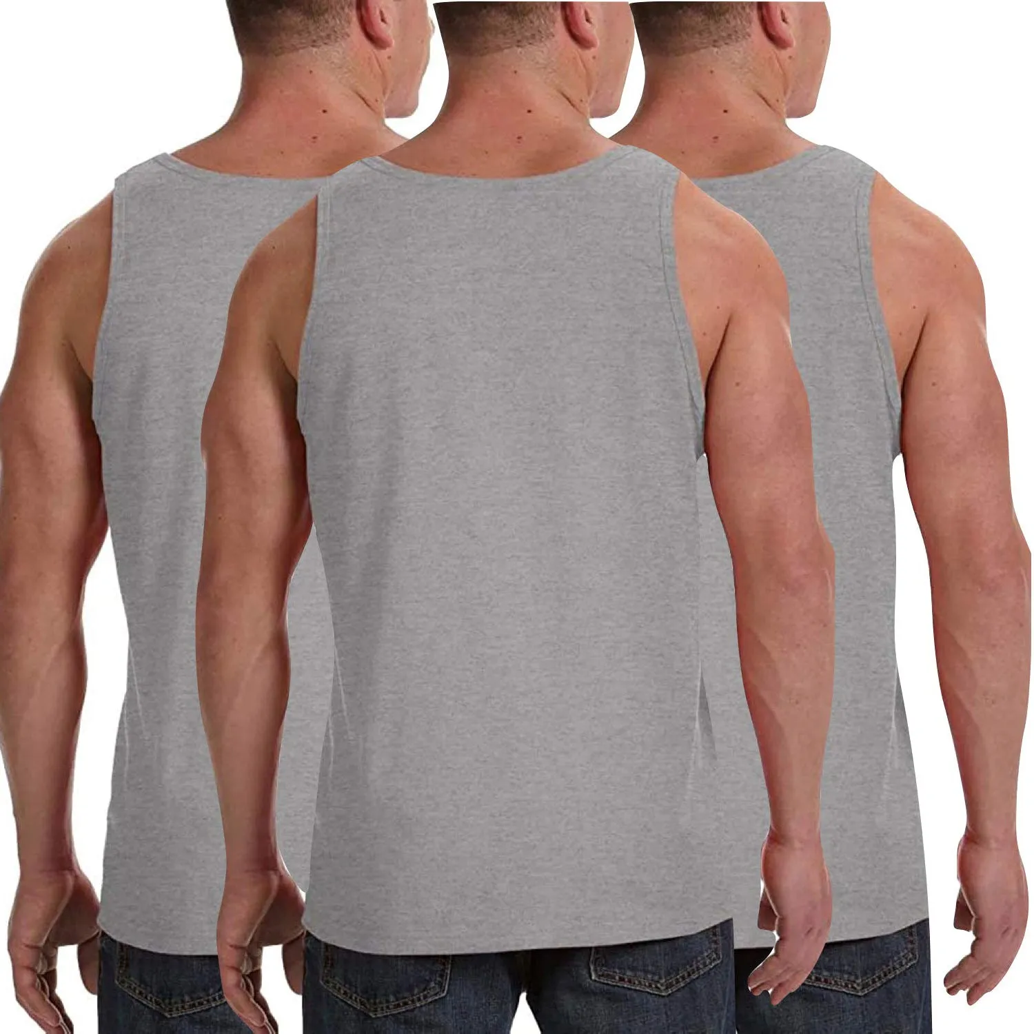 3-Pack: ToBeInStyle Men's Premium Cotton Muscle Tank Tops