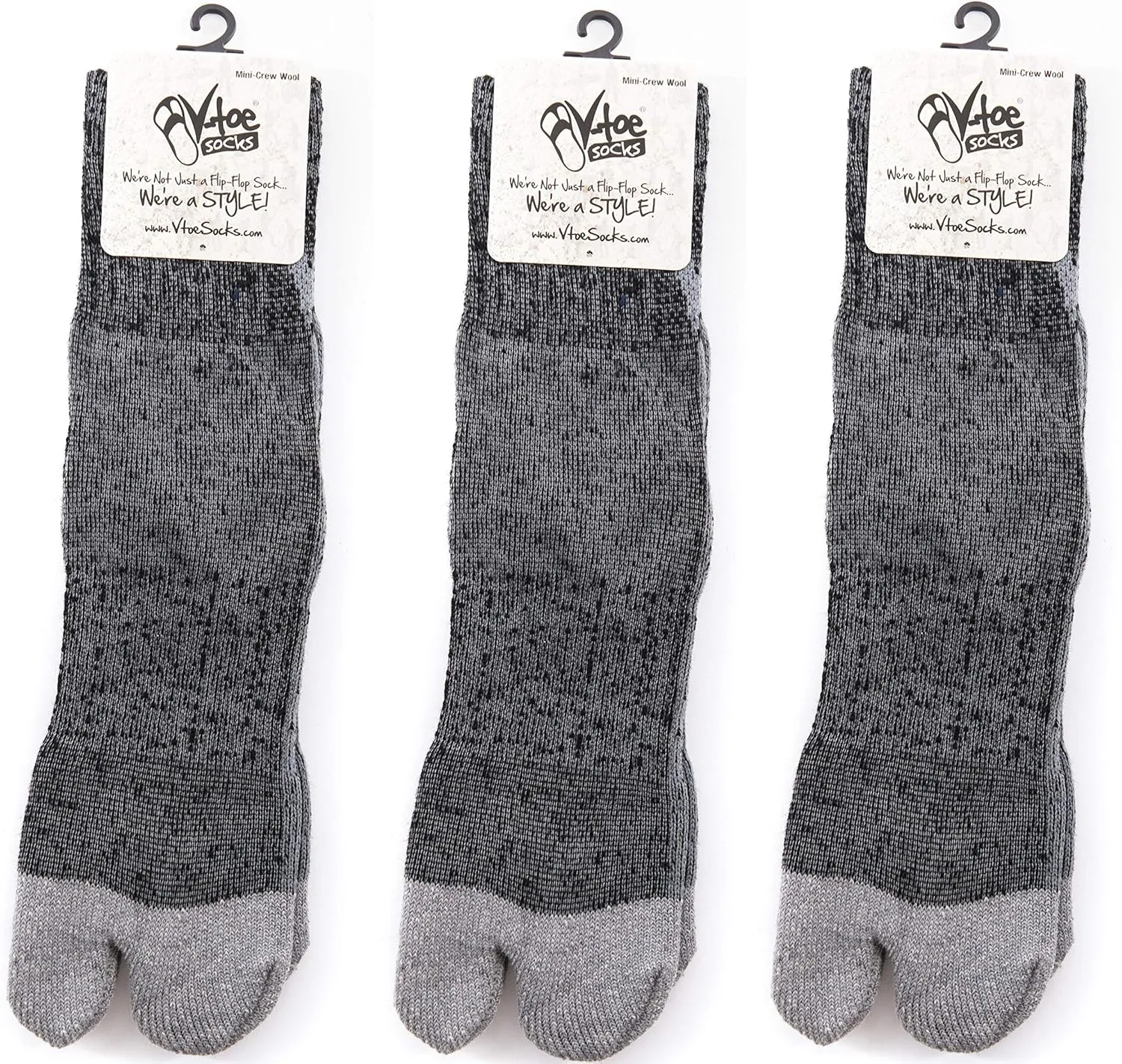 3 Pairs V-Toe Wool Warm Flip-Flop Split Toe Breathable Hiking Or Casual Size Women 9.5-11.5 Men 8.5-10.5
