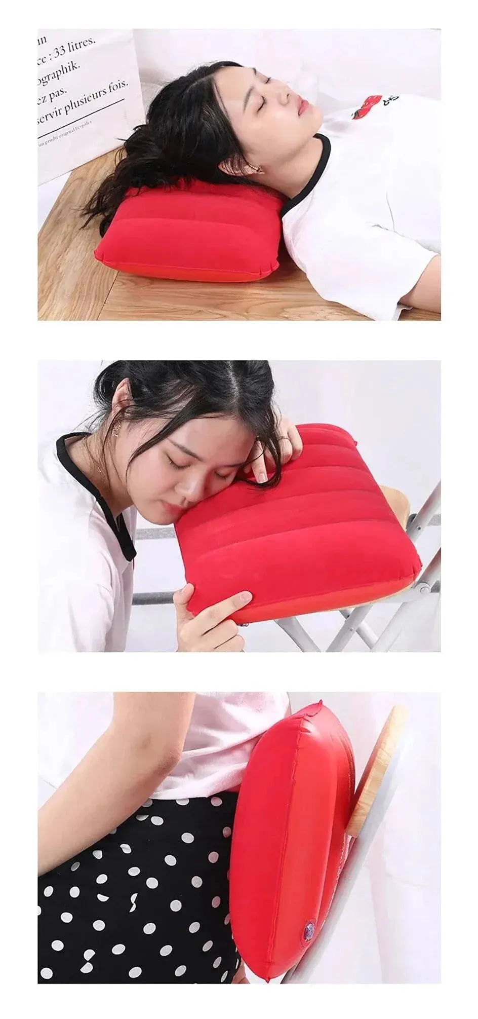 47x30cm Air Cushion Pillows Outdoor Camping Sleep Cushion Folding Square Lnflatable Pillows Travel Backrest Plane Head Rest Big
