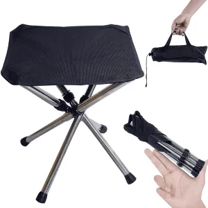 4x Legs Mini Folding Stool Outdoor Camping Chair Foldable Hiking w/Storage Bag
