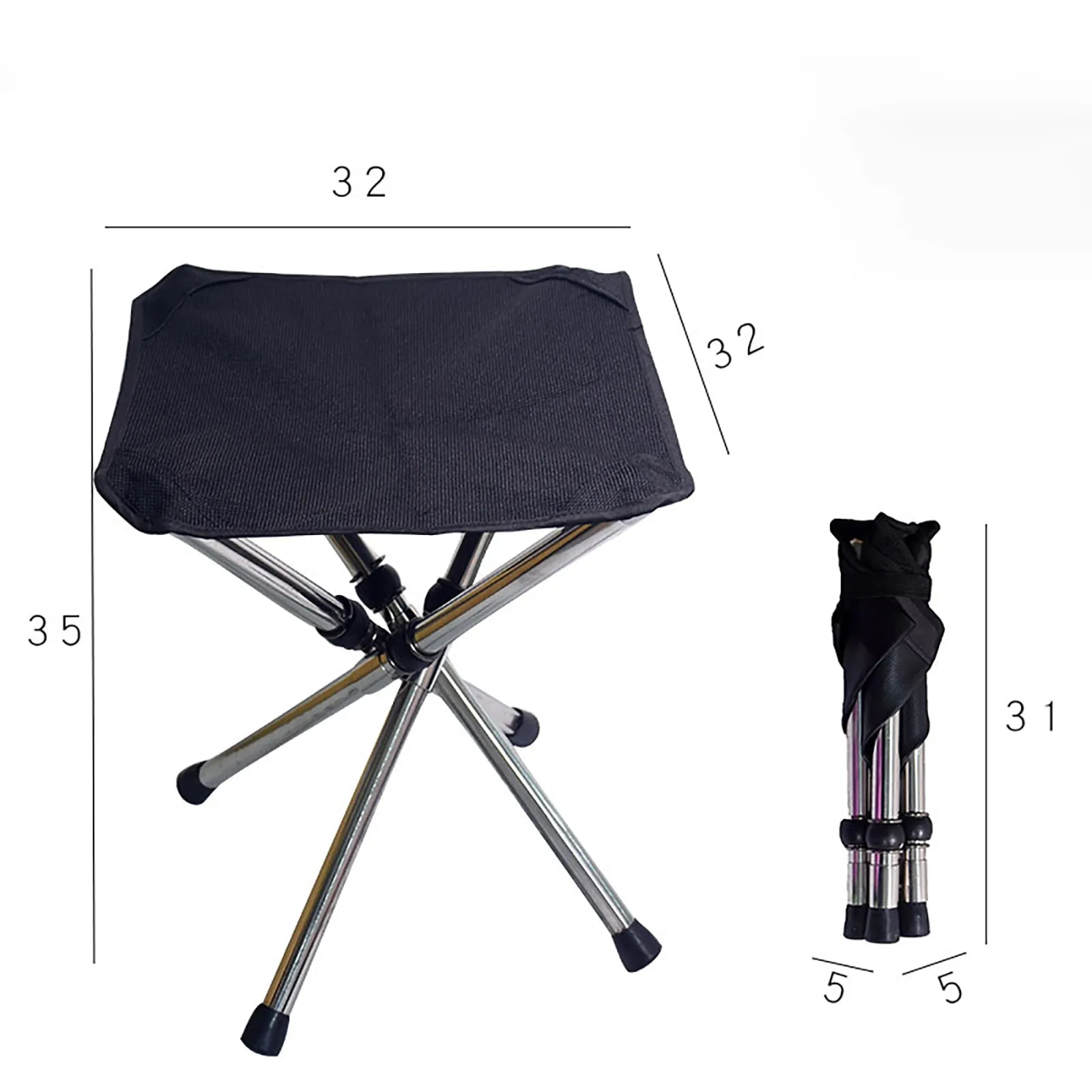 4x Legs Mini Folding Stool Outdoor Camping Chair Foldable Hiking w/Storage Bag