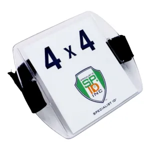 4x4 Oversized Badge Holder with Adjustable Arm Band & Clear Vinyl Plastic Sleeve for XL ID Name Tag