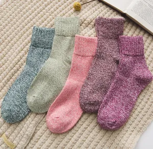 5/10 Pairs Of Wool Socks Thick Warm Solid Color Wool Socks Women’s Best Wool Socks For Women