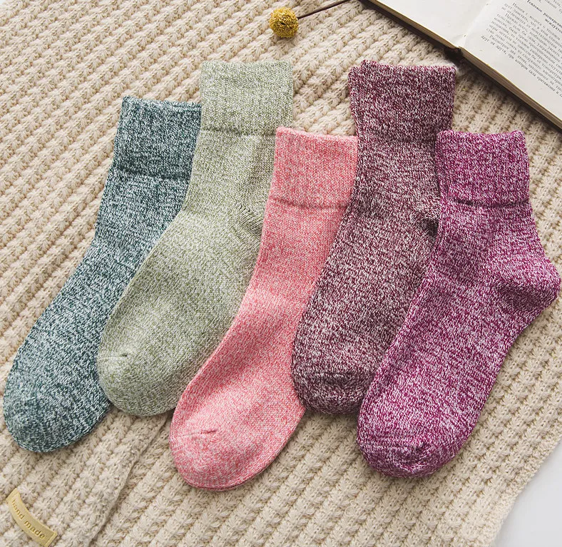 5/10 Pairs Of Wool Socks Thick Warm Solid Color Wool Socks Women’s Best Wool Socks For Women