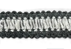 7/8" Charcoal & Winter White Chenille Trim (Made in France)