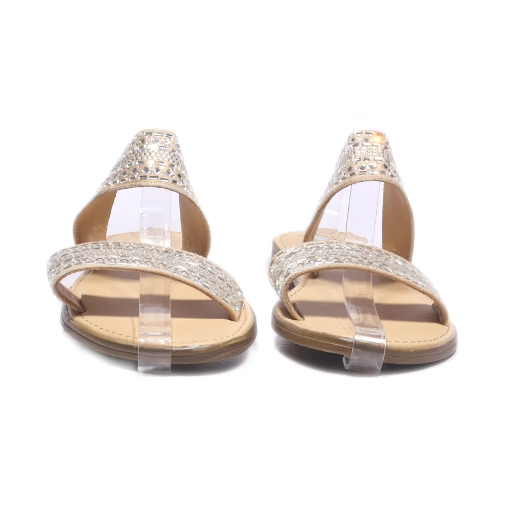 A New Day Flat Sandals Leather Beige Colour For Women