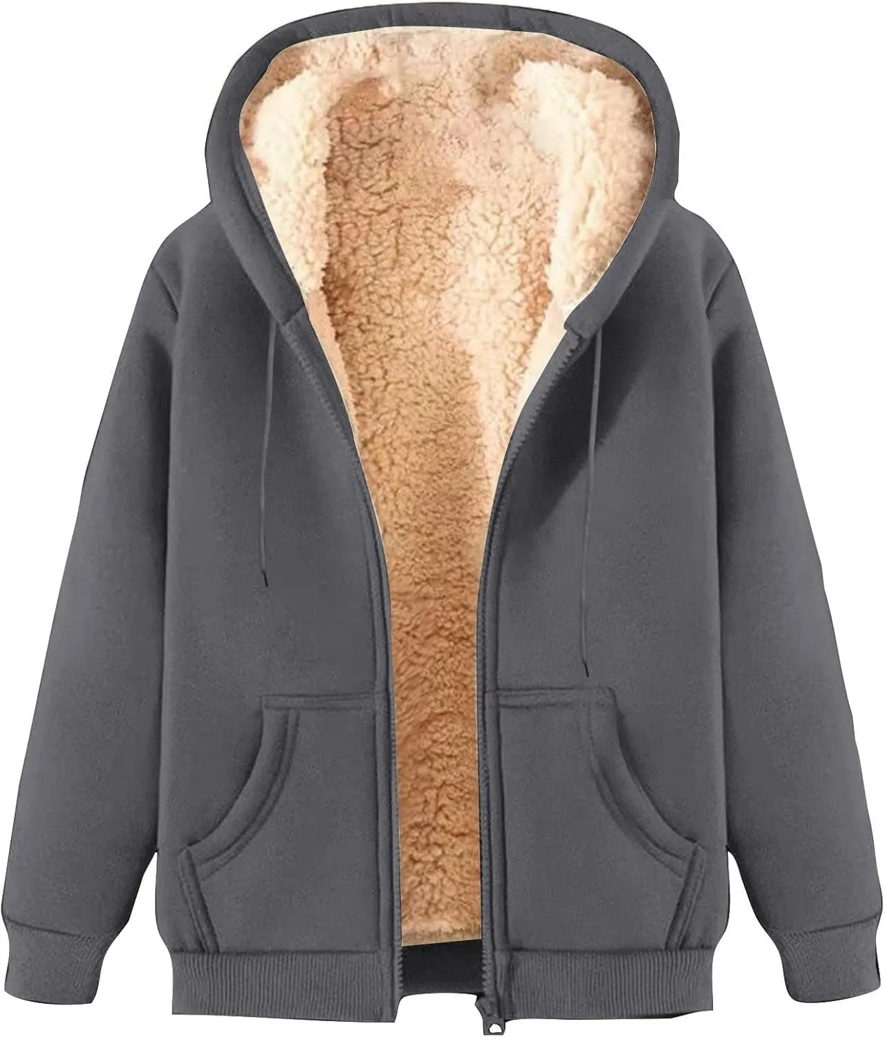 Active Men's Sherpa Hoodie Heavy Thick Fleece Lined Full Zip Up Winter Warm Sweatshirts Work Jackets Hooded Coats