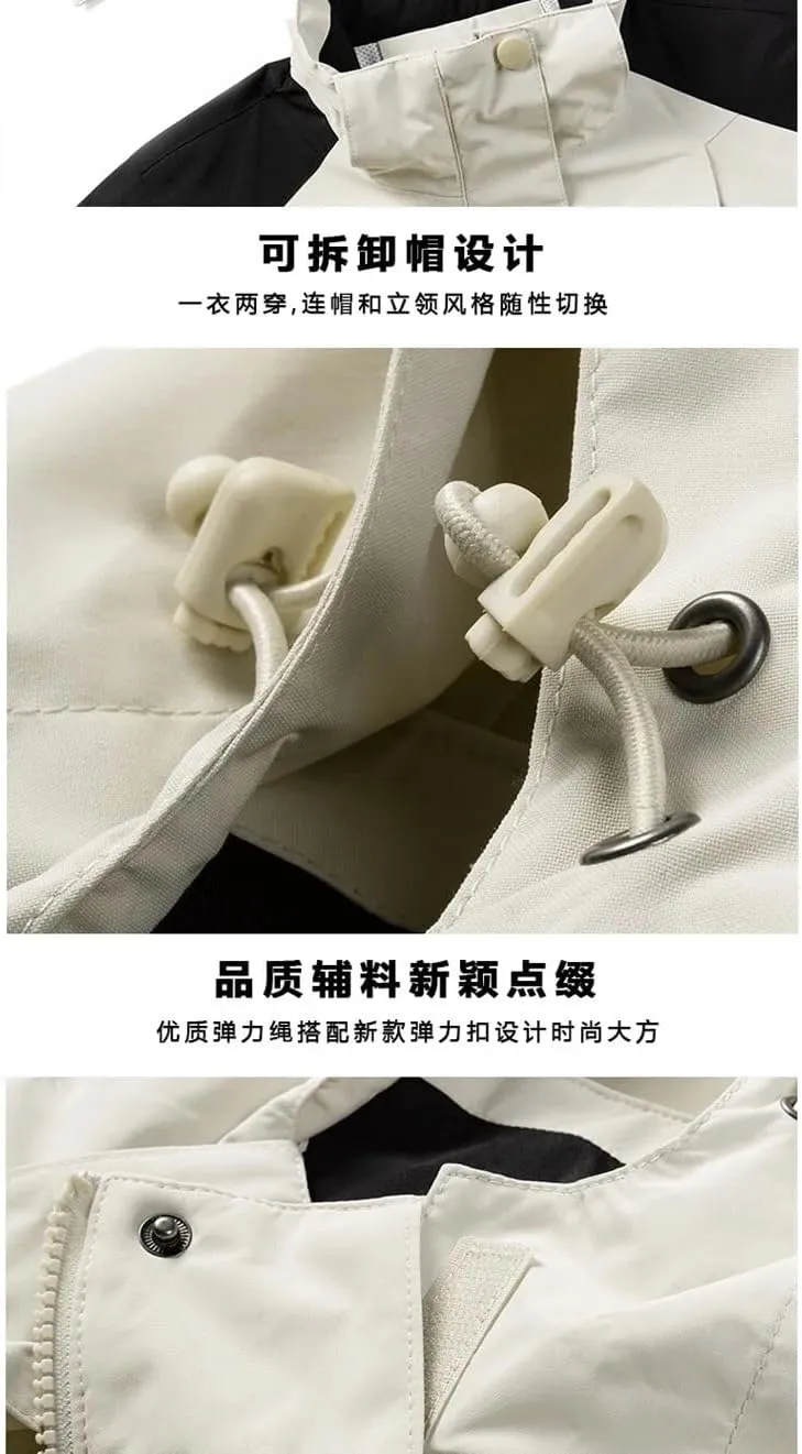 Adhdyuud Men Autumn Outdoor Charge Clothing Thin Climbing Suit Breathable Hooded Detachable Coat