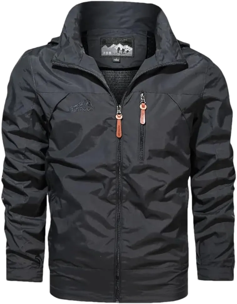 Adhdyuud Men Outdoor Sports Hiking Camping Fishing Coat Breathable Quick Drying Hooded Jackets