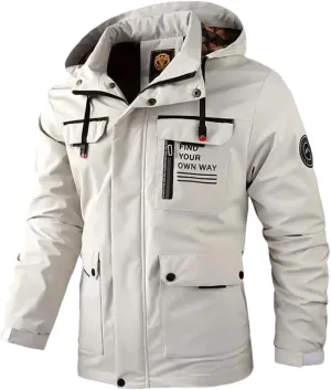 Adhdyuud Men's Casual Jacket Parka Winter Pockets Hooded Jackets Solid Turtleneck Outdoor Coat