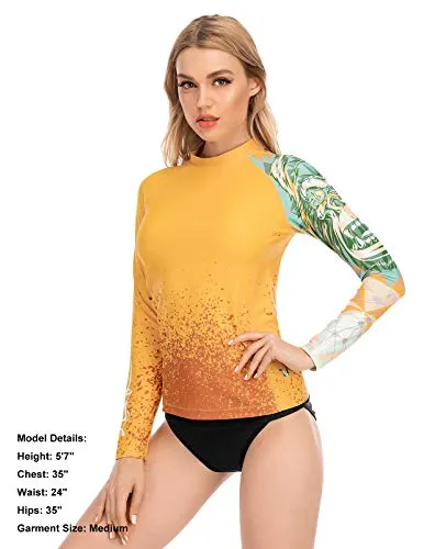 ADOREISM Womens Long Sleeve Rash Guard Compression UPF 50  Swim Shirts Surf Swimsuit Top(King Kong,M)