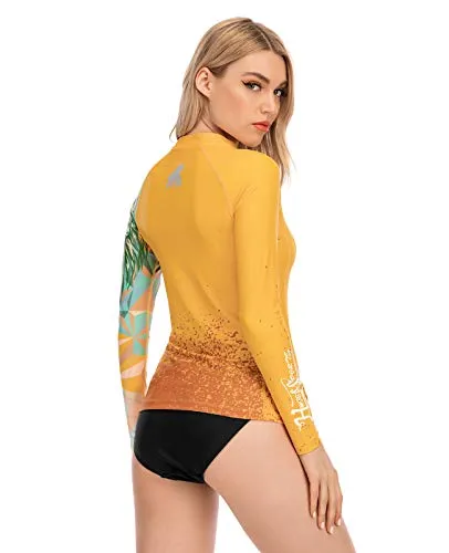 ADOREISM Womens Long Sleeve Rash Guard Compression UPF 50  Swim Shirts Surf Swimsuit Top(King Kong,M)