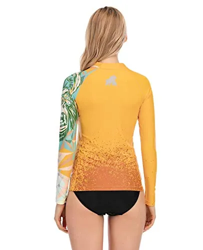 ADOREISM Womens Long Sleeve Rash Guard Compression UPF 50  Swim Shirts Surf Swimsuit Top(King Kong,M)