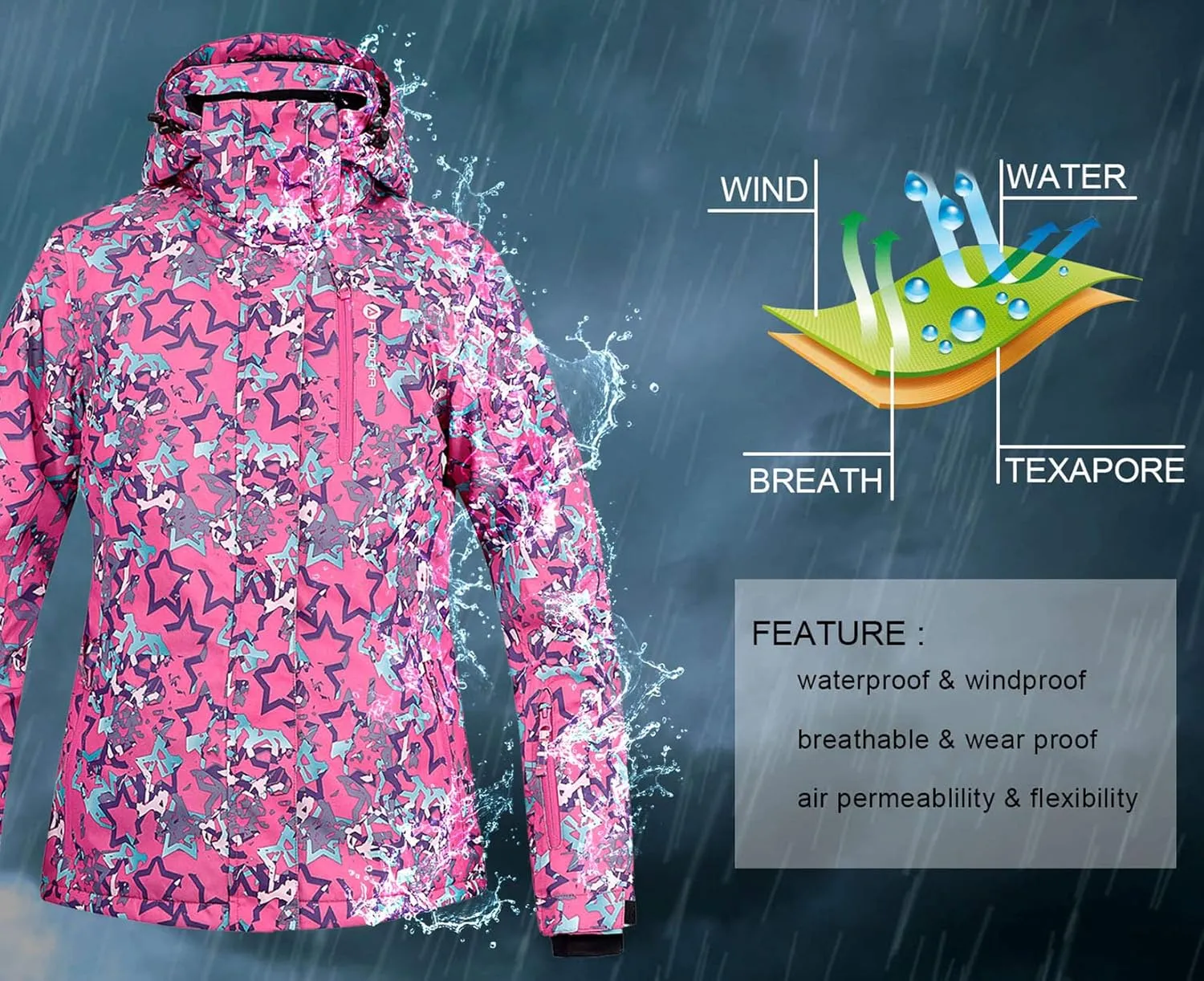 ANDORRA Women's Performance Insulated Ski Jacket with Zip-Off Hood