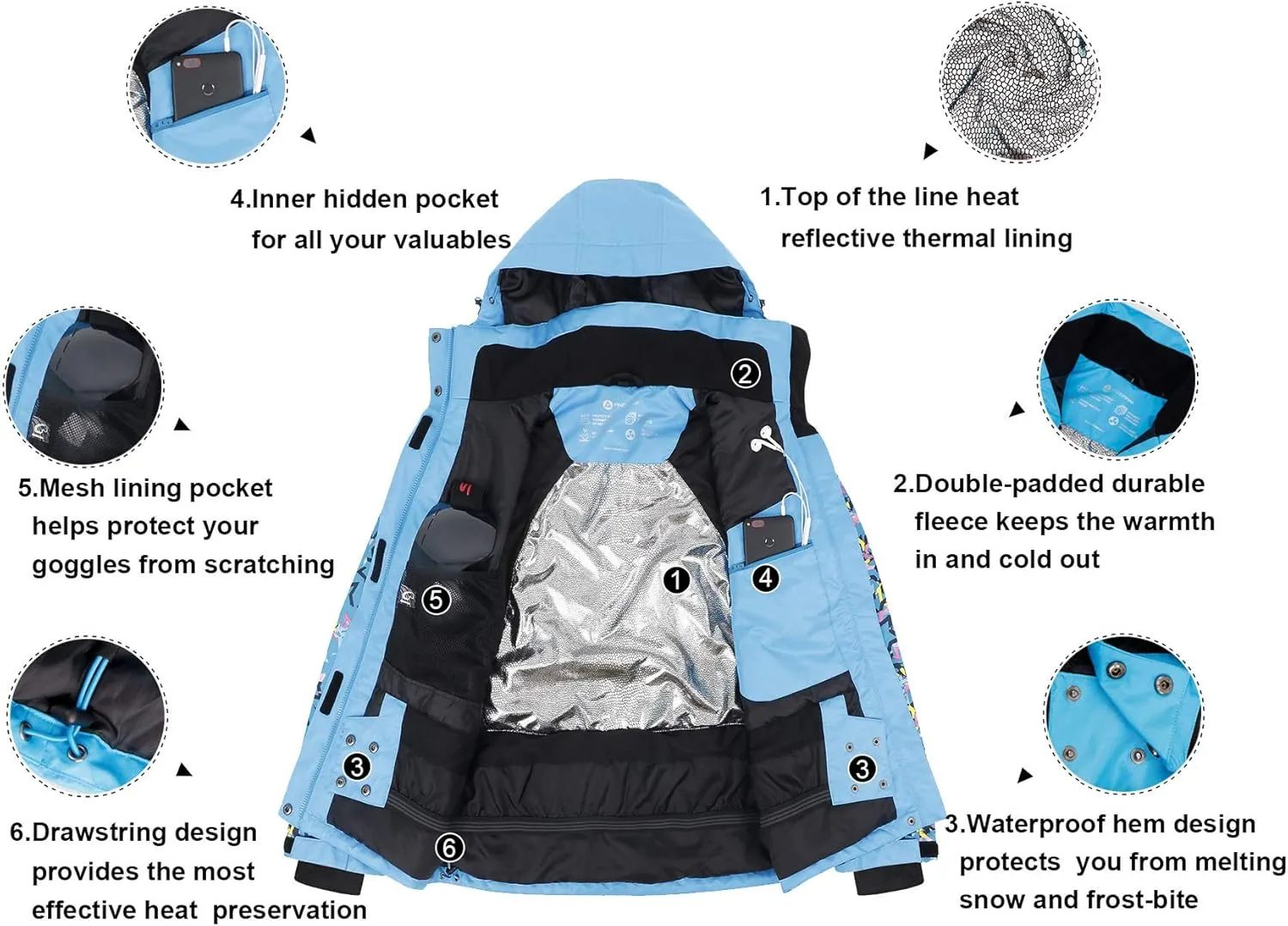 ANDORRA Women's Performance Insulated Ski Jacket with Zip-Off Hood