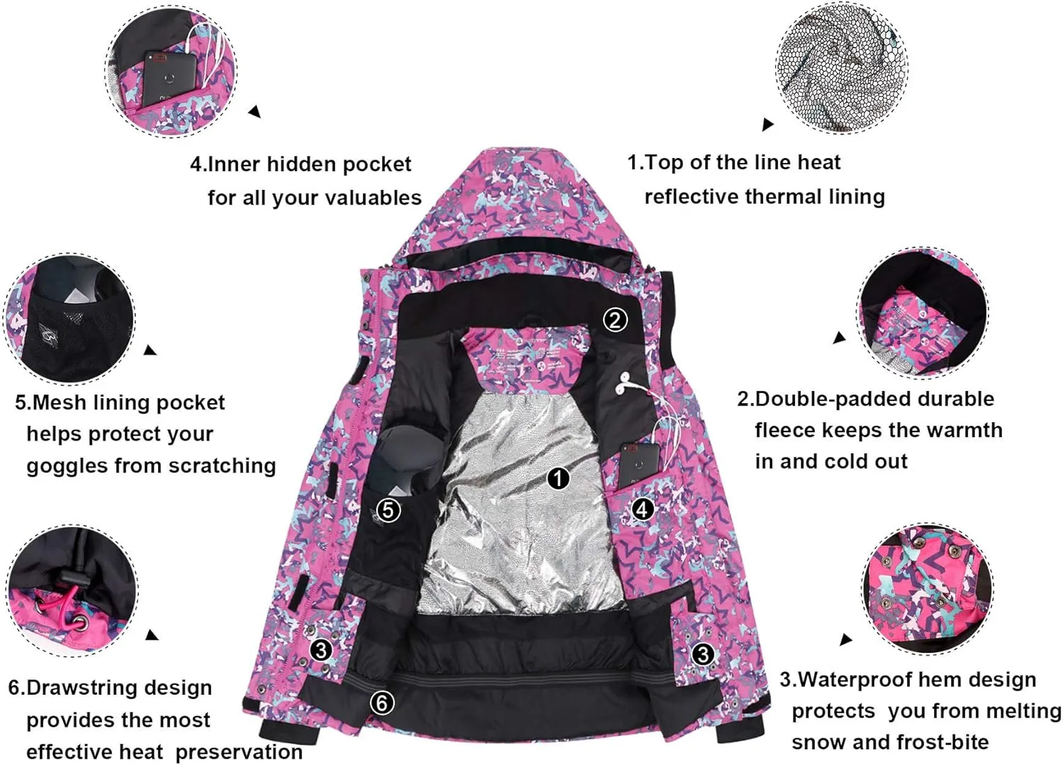 ANDORRA Women's Performance Insulated Ski Jacket with Zip-Off Hood