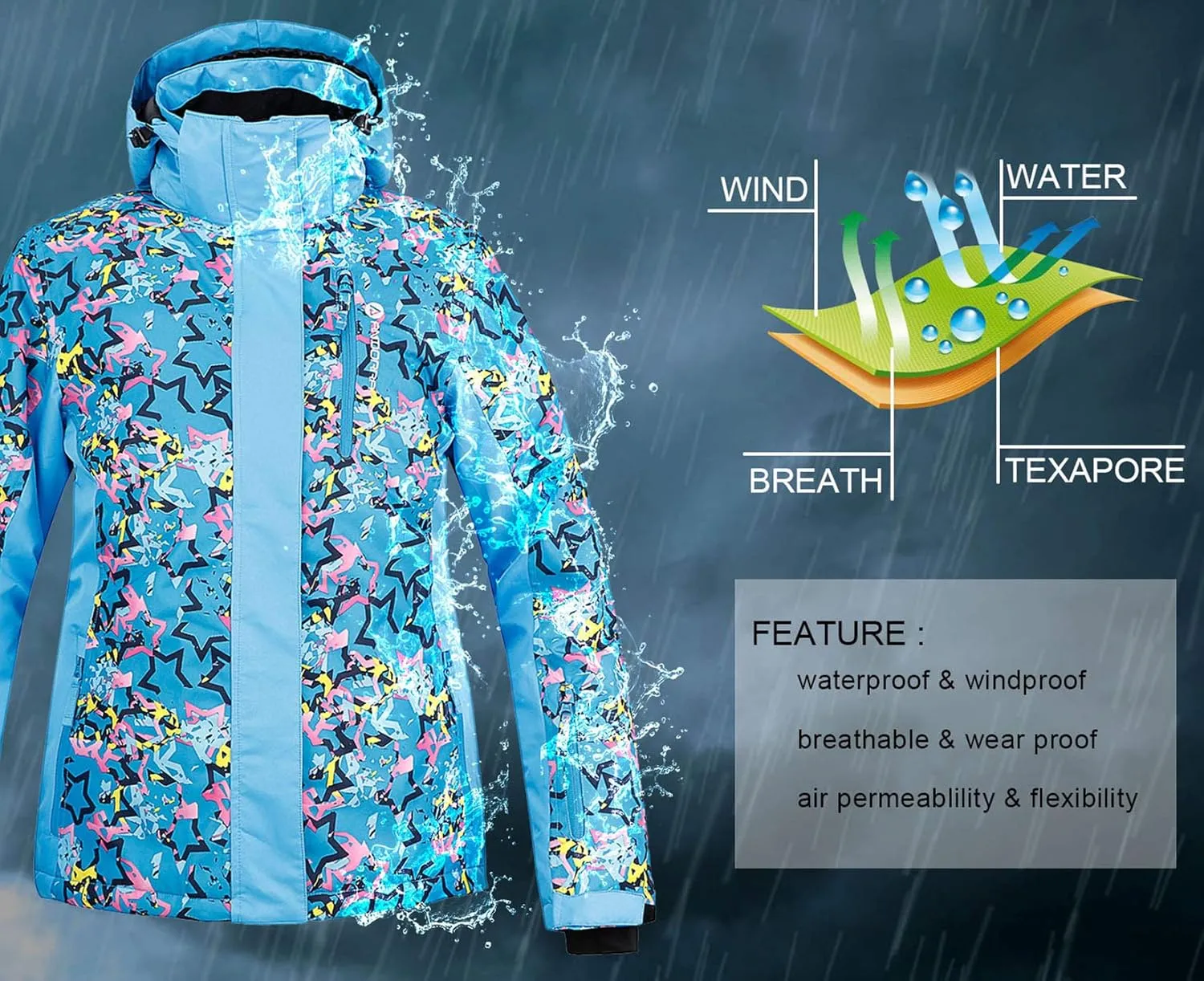 ANDORRA Women's Performance Insulated Ski Jacket with Zip-Off Hood