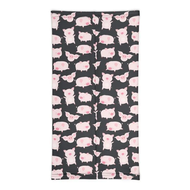 Animated cartoon pigs, funny cute piglets, Neck gaiter warmer face cover tube scarf beanie hood balaclava mask Head wrap Handmade in US - US Fast Shipping