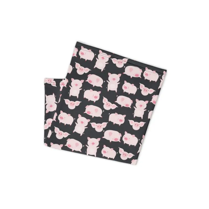 Animated cartoon pigs, funny cute piglets, Neck gaiter warmer face cover tube scarf beanie hood balaclava mask Head wrap Handmade in US - US Fast Shipping