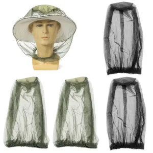 ANOTHEEE 4Pcs Mosquito Head Net for Hats Anti-Insects,Mosquito Head Net Mesh Hat,Hat Mesh Face Protector, for Camping Hiking Fishing Outdoor Activity green black