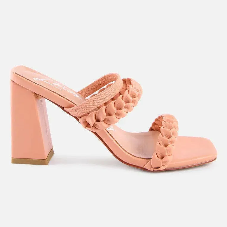 Arnie Dual Braided Strap Block Heel Sandals