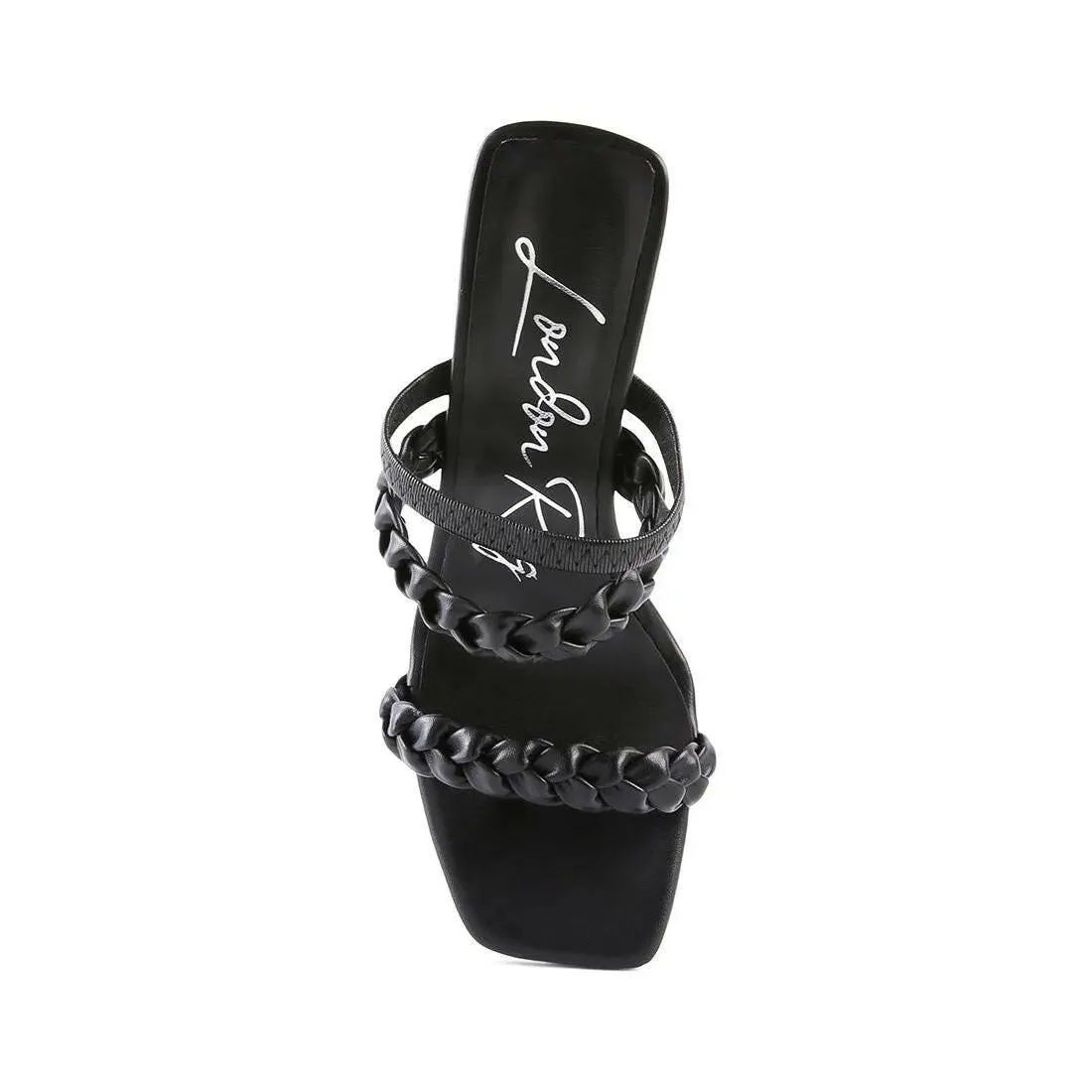 Arnie Dual Braided Strap Block Heel Sandals