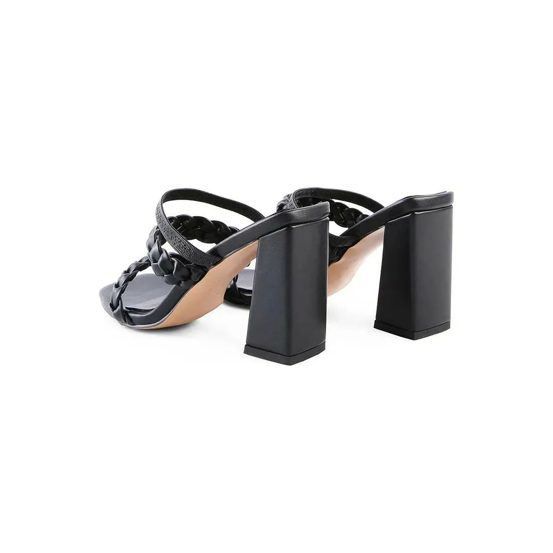 Arnie Dual Braided Strap Block Heel Sandals