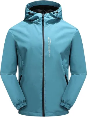ASFD Outdoor Jackets Mens Waterproof Windbreaker Lightweight Outdoor Jackets Windproof Hooded Outwear Softshell Rain Jacket Softshell Jacket (Color : Blue B, Size : 3XL)
