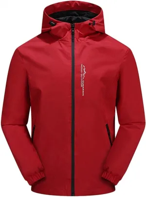 ASFD Outdoor Jackets Mens Waterproof Windbreaker Lightweight Outdoor Jackets Windproof Hooded Outwear Softshell Rain Jacket Softshell Jacket (Color : Red, Size : 3XL)