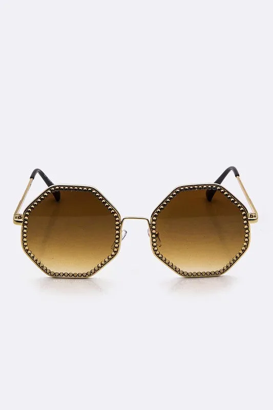 Austrian Crystal Octagon Oversized Sunglasses