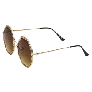 Austrian Crystal Octagon Oversized Sunglasses