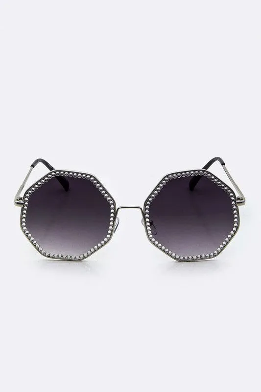 Austrian Crystal Octagon Oversized Sunglasses
