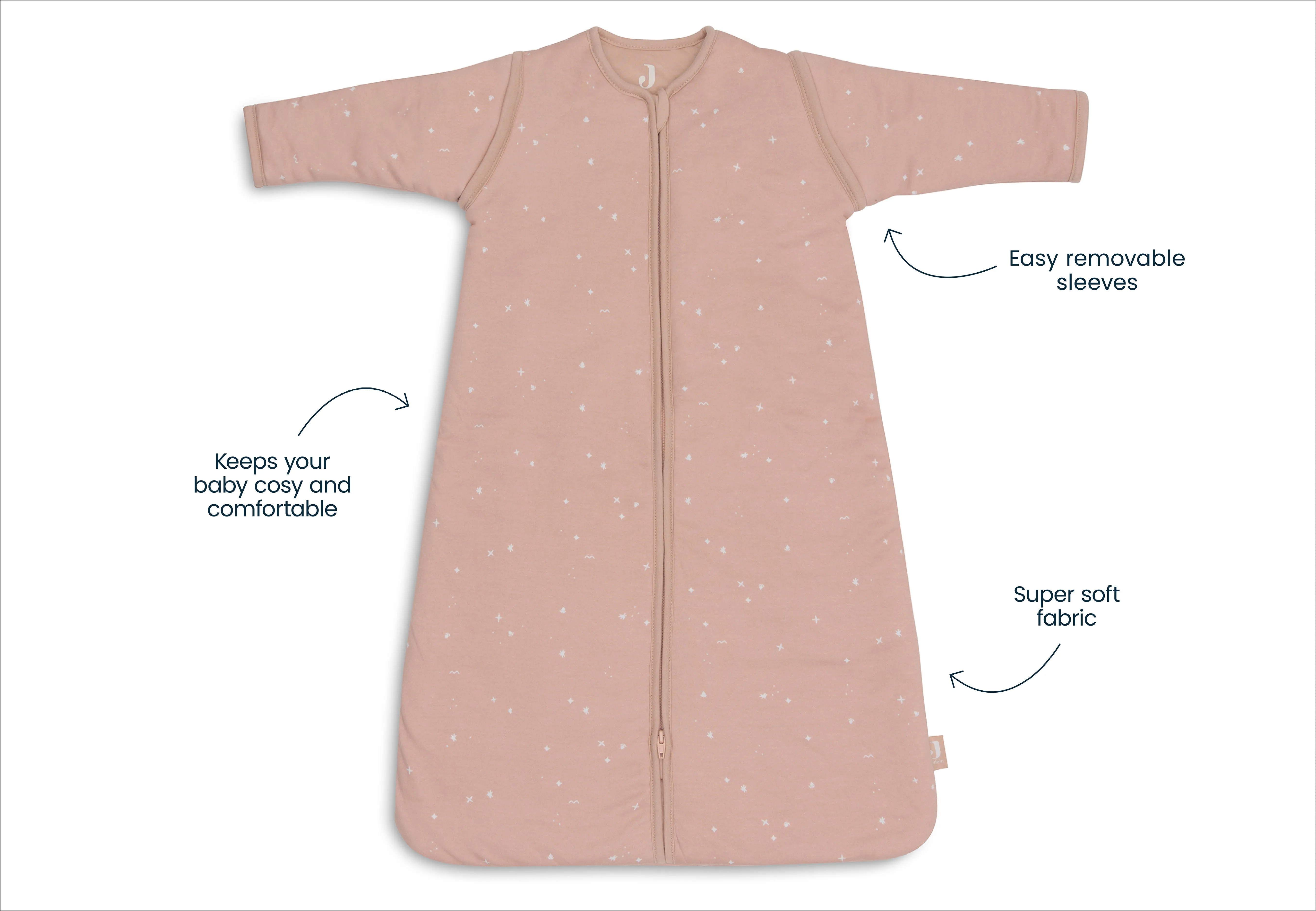 Baby Sleeping Bag with Removable Sleeves 90cm Twinkling - Wild Rose