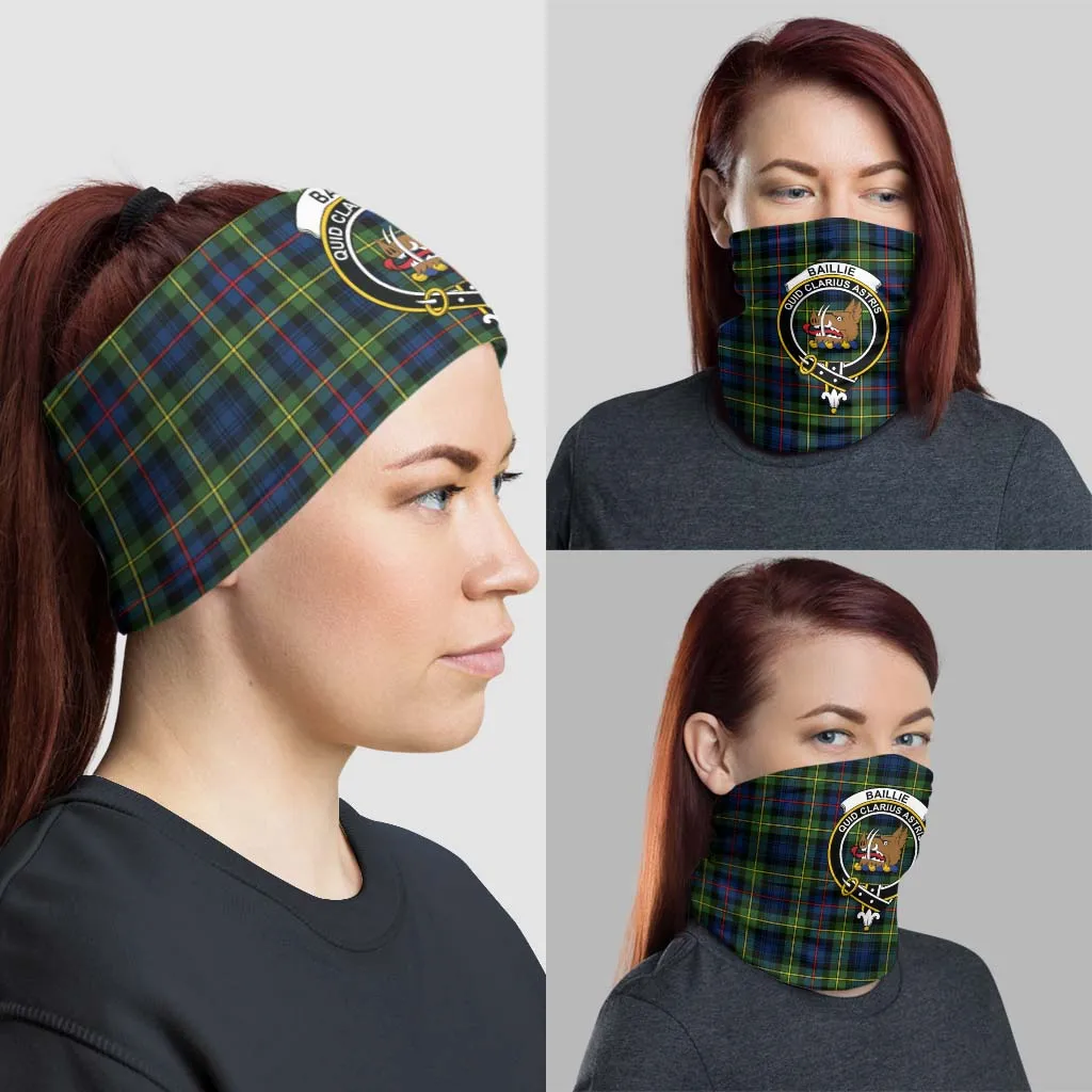 Baillie (Bailey) Tartan Neck Gaiters, Tartan Bandanas, Tartan Head Band with Family Crest