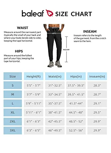 BALEAF Men's Lightweight Joggers Quick Dry Cargo
