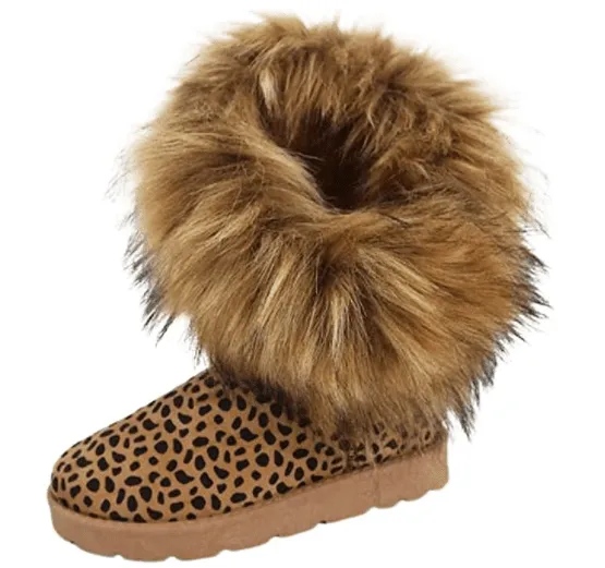 Bamboo Frozen-01 Women Mid Calf Boot Suede Faux Fur Tassel Outdoor Winter Snow Suede Flat Shoes