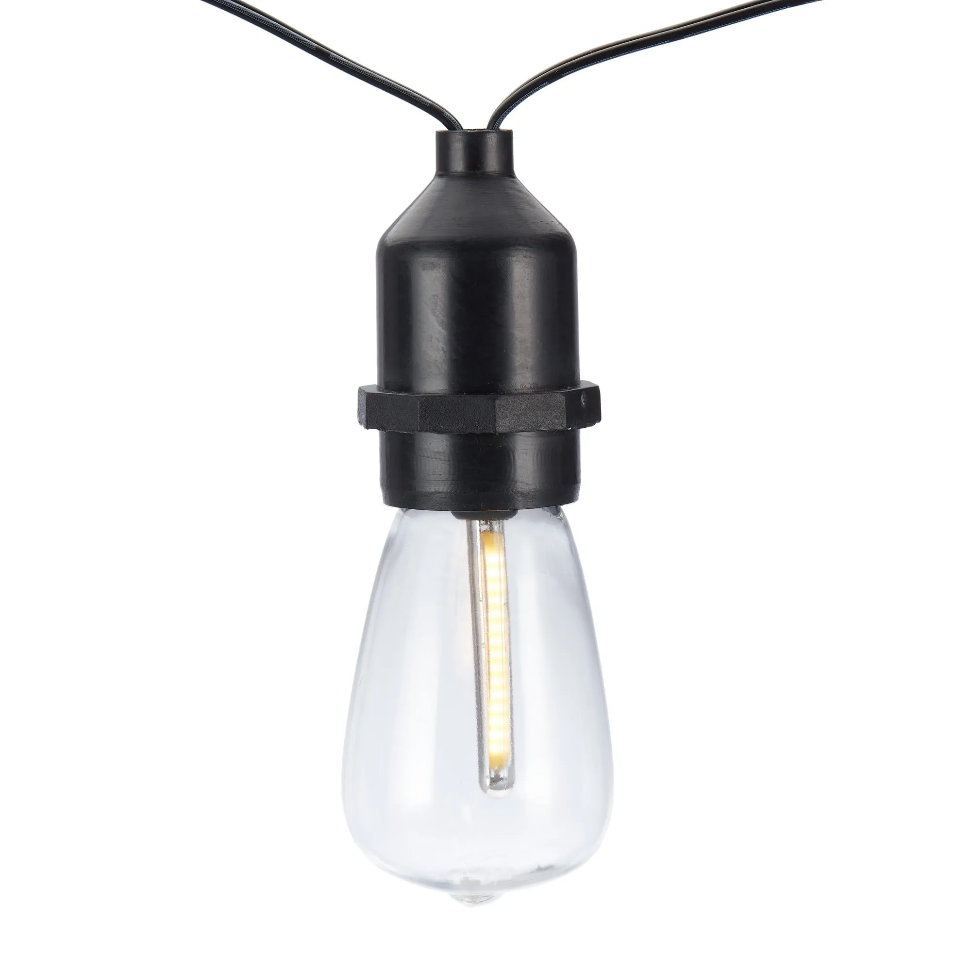 Better Homes & Gardens 15-Count Solar Powered Edison Outdoor String Lights,