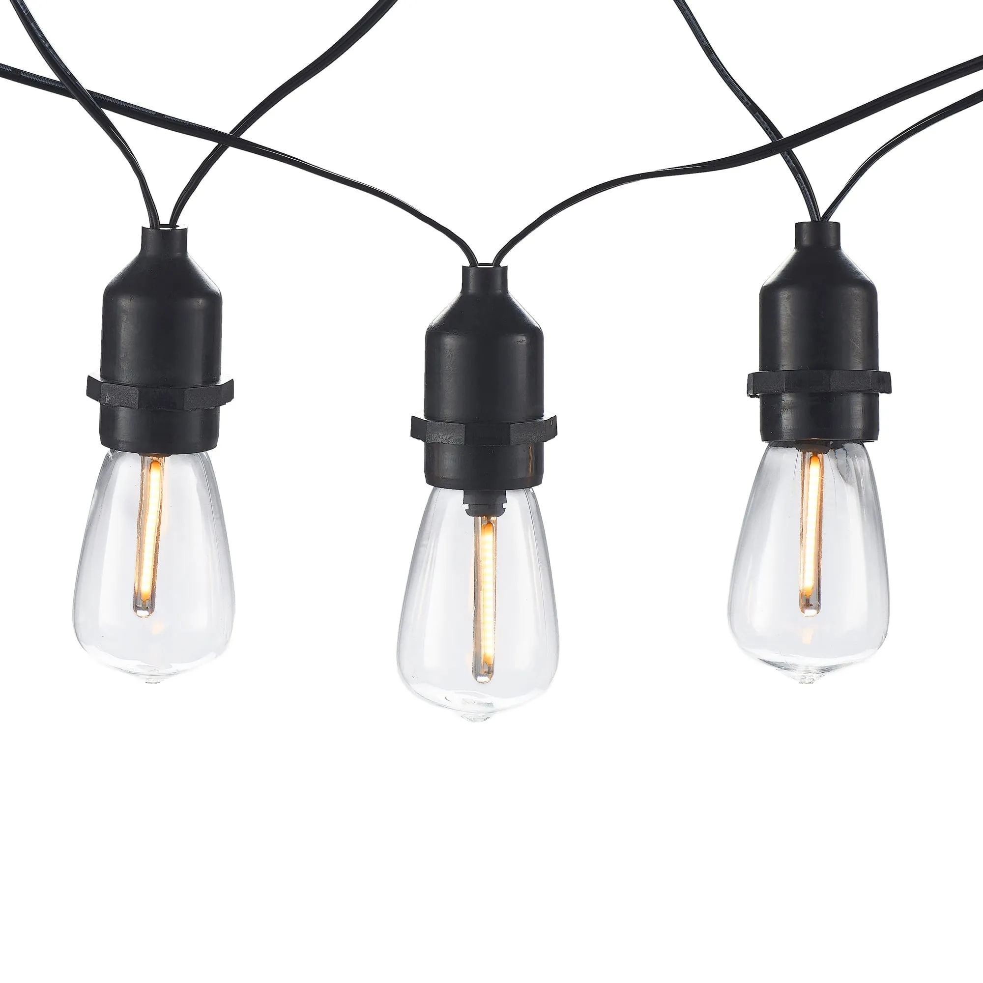 Better Homes & Gardens 15-Count Solar Powered Edison Outdoor String Lights,
